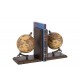 Serre-Livres, 2 Globes, Orange et Marron, Hauteur 28 cm