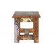 Tabouret Vintage en Bois Exotique, Collection Sinaloan, Aspect Bois Vieilli et décapé, H 28 cm