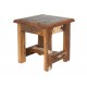 Tabouret Vintage en Bois Exotique, Collection Sinaloan, Aspect Bois Vieilli et décapé, H 28 cm