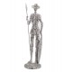 Figurine Don Quichotte, Finition Argentée contemporaine, H 35 cm