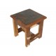 Tabouret Vintage en Bois Exotique, Collection Sinaloan, Aspect Bois Vieilli et décapé, H 28 cm