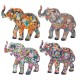 SIGNES GRIMALT Set 4 éléphants en résine, trompes levées Porte-bonheurs, 4 modèles colorés différents Tropik, Longueur 12 cm