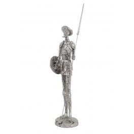 Figurine Don Quichotte, Finition Argentée contemporaine, H 43 cm