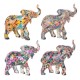 SIGNES GRIMALT Set 4 éléphants en résine, trompes levées Porte-bonheurs, 4 modèles colorés différents Tropik, Longueur 12 cm