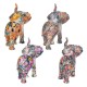SIGNES GRIMALT Set 4 éléphants en résine, trompes levées Porte-bonheurs, 4 modèles colorés différents Tropik, Longueur 12 cm