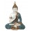 Statue Bouddha de Paix Thai, Bleu Vert et Or, Paix et Terre, H 27 cm