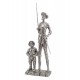 ORIGEN Figurine Don Quichotte et Sancho Panza XL, Finition Argentée contemporaine, H 43 cm