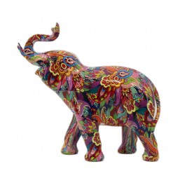 ORIGEN Grande Figurine éléphant Multicolore en résine, Collection MANDALART, H 28 cm