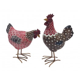 SIGNES GRIMALT Set Poule et Coq en résine, Design ludique et coloré, H 17,5 x L 11 x P 7 cm (Coq)