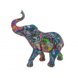 SIGNES GRIMALT Figurine éléphant Multicolore, Collection MANDALART, Longueur 30 cm