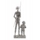 ORIGEN Figurine Don Quichotte et Sancho Panza XL, Finition Argentée contemporaine, H 43 cm
