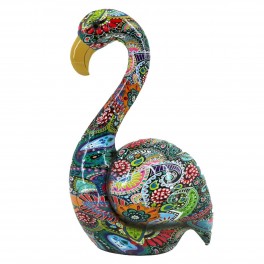 SIGNES GRIMALT Figurine Flamant Rose Multicolore, Collection MANDALART, Hauteur 26 cm