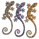 Déco Murale : Set 2 lézards Multicolores, Coll Zanzibar 2, H 26 cm