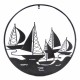 ORIGEN Déco murale Fer : Régate 5 Voiliers en métal ajouré, Noir, Diamètre 60 cm