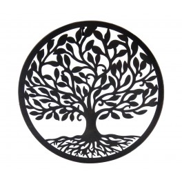 ORIGEN Déco murale Métal Arbre de vie, Noir, Diamètre 30 cm
