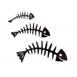 ORIGEN Déco Murale Métal : Set 3 silhouettes Poissons en arête, L 45 cm (Grand modèle)