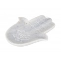 SIGNES GRIMALT Plateau en Marbre : Main de Fatima ou Hamsa, Blanc, Longueur 16,5 cm