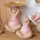 ORIGEN Figurine Baigneuse Ronde et Plateau doré, Collection Pink Bath, H 22 cm