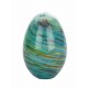 Presse Papier et Sculpture Verre XL : Oeuf de sable, Vert emeraude et Bleu turquoise, H 17 cm