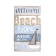 ORIGEN Plaque Bois vintage : Welcome Beach, Collection Bord de mer, H 46 cm