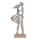 SIGNES GRIMALT Figurine Couple stylisé en résine, Tendre Baiser, Argent et Bois veiné, Hauteur 37 cm