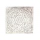 Déco murale Bois Blanc sculpté, Motif Floral et Mandala Cérusé, H 60 cm