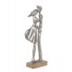 SIGNES GRIMALT Figurine Couple stylisé en résine, Tendre Baiser, Argent et Bois veiné, Hauteur 37 cm