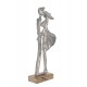 SIGNES GRIMALT Figurine Couple stylisé en résine, Tendre Baiser, Argent et Bois veiné, Hauteur 37 cm
