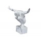 Statue Résine contemporaine Homme : Equilibre, Blanc marbré, L 49 cm