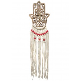 SIGNES GRIMALT Déco ethnique Bohème : Suspension Fleur de Lotus et Macramé, Blanc, hauteur 80 cm