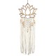 Déco Ethnique Bohème : Suspension Fleur de Lotus et Macramé, Blanc, Hauteur 80 cm