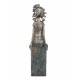 Statuette Fillette sur Socle, Effet Bronze patiné, Résine, H 34 cm