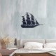 Déco murale Bateaux en métal : Silhouette Voilier Noir 3 mats, Longueur 52 cm