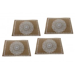 Ensemble 4 Sets de Table Mandala 100% Fibres Naturelles et Corde tressée, Longueur 45 cm