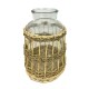Bouteilles en Verre, rotin et Corde tressée, Hauteur 27 cm