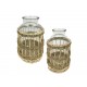 Set 2 Décorations Bouteilles en Verre, rotin et Corde tressée, Hauteur 27 cm (Grande)