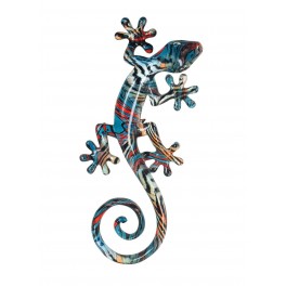 Déco Murale : Set 2 lézards Multicolores, Coll Zanzibar 1, H 26 cm