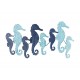 ORIGEN Déco Murale Métal Marine : Défilé de 8 hippocampes bleue, Design Tropical, longueur 78 cm