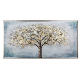 Tableau Arbre de vie, Effet Froissement, Marron et Doré, L 60 cm