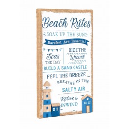 SIGNES GRIMALT Décoration Bord de mer, Les règles de la plage, Toile de jute imprimée, hauteur 48 cm