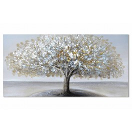 Tableau Arbre de vie, Effet Froissement, Marron et Doré, L 60 cm