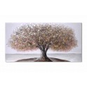 Tableau Arbre de vie, Effet Froissement, Marron et Doré, L 60 cm