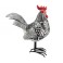 SIGNES GRIMALT Figurine Métal & Résine : Coq rétro, Noir et Blanc, H 22 cm
