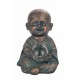 SIGNES GRIMALT Figurine Zen extérieure Résine : Moine & Sphère LED à capteur Solaire, Cuivre et Bleu, H 22 cm