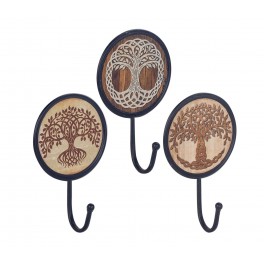 SIGNES GRIMALT Set 3 Patères - Portemanteaux en Métal, Modèles Arbres de vie, Hauteur 17 cm