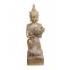 Grand Bouddha et Fleur de Lotus en résine, Kanchana doré blanchi, H 46 cm