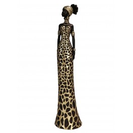 Statuette Africaine en pagne kita & Cruche 2, Collection Ethnik, H 42 cm