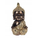 Figurine Ethnique : Mini Bouddha Thai doré, Coll Méditation, H 18 cm