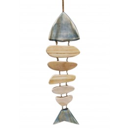 Déco Métal & Bois flotté à suspendre : Poisson, H 60 cm