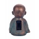 SIGNES GRIMALT Figurine Zen extérieure Résine : Moine & Sphère LED à capteur Solaire, Cuivre et Bleu, H 22 cm
